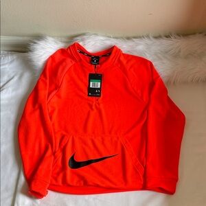 Nike Boys Orange Pullover with Black Logo Quarter Zip Full Sleeves Size XL. NWT.
